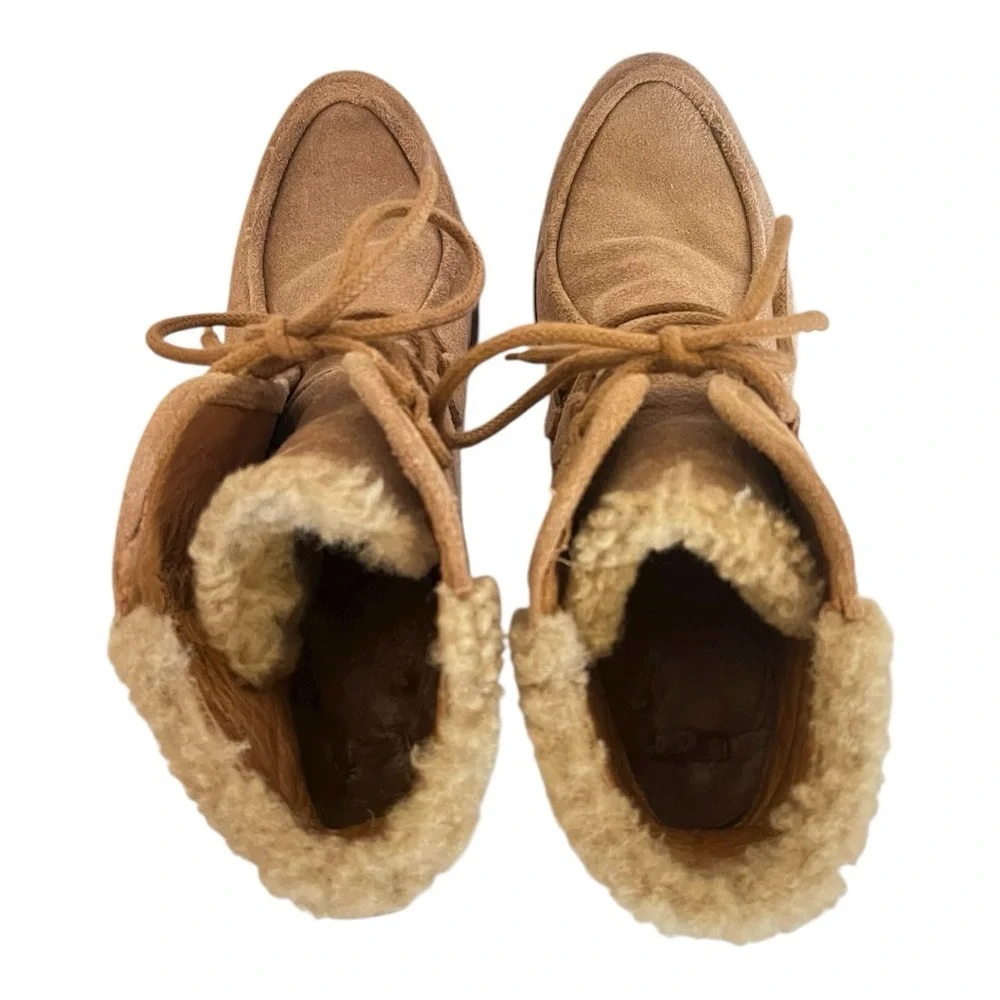 UGG | ANALISE CHESTNUT SUEDE SHEEPSKIN HIGH HEEL ANKLE BOOTS US 8 Vintage Winter